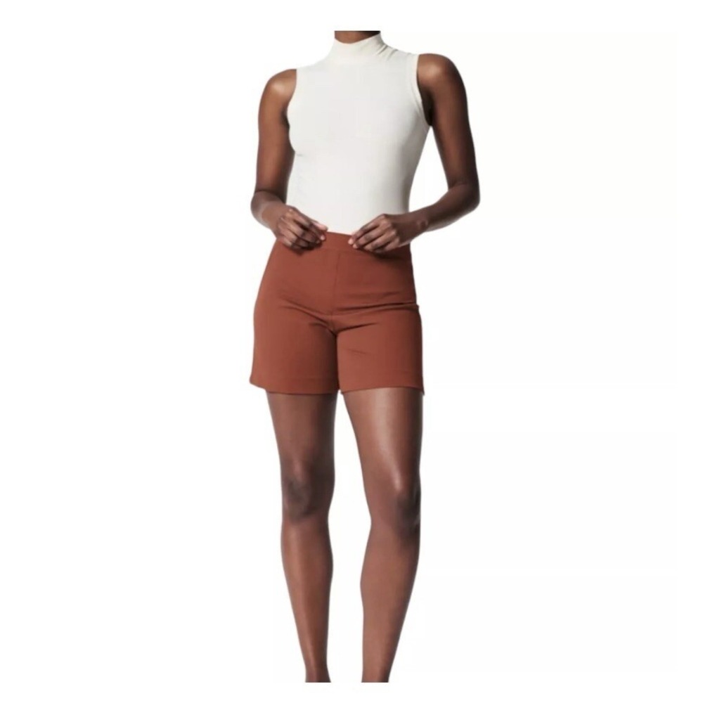 Spanx Chino Shorts Bronze Glow On The Go High Rise Wide A Line Stretch Waist S‎
